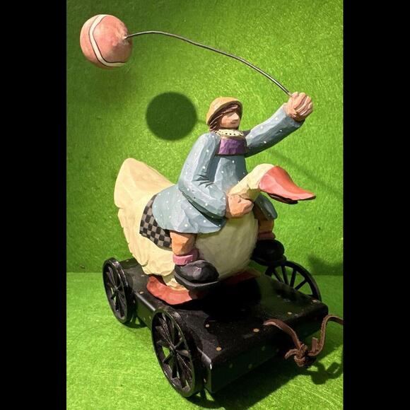 Williraye Studios Folk Art ~ GIRL W/BALLOON ON GOOSE (pull Toy Wagon) ~  WW1424 - Picture 3 of 9